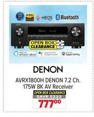 2001 Audio Video AVRX1800H DENON 7.2 Ch. 175W 8K AV Receiver offer