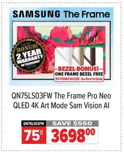 2001 Audio Video QN75LS03FW 75 The Frame Pro Neo QLED 4K Art Mode Sam Vision AI offer