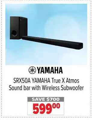 2001 Audio Video SRX50A YAMAHA True X Atmos Sound bar with Wireless Subwoofer offer