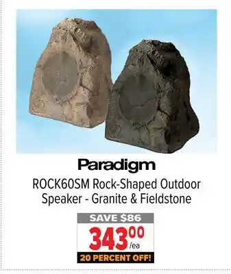 2001 Audio Video ROCK60SM Paradigm Rock-Shaped Outdoor Speaker-Granite & Fieldstone offer
