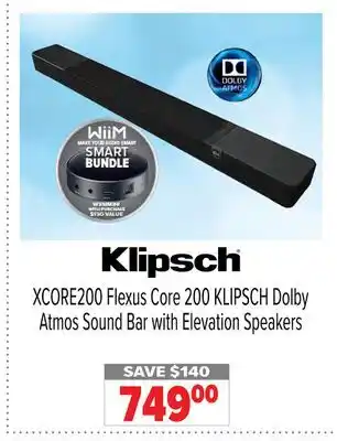2001 Audio Video XCORE200 KLIPSCH Dolby Atmos Sound Bar with Elevation Speakers offer
