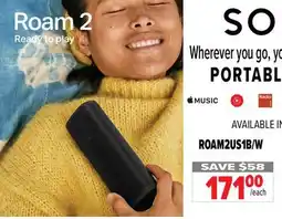 2001 Audio Video ROAM2US1B/W Sonos Portable Speakers offer