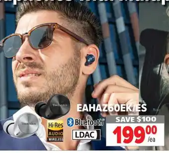 2001 Audio Video EAHAZ60EK/ES Technics True Wireless Headphones with Multipoint Bluetooth offer