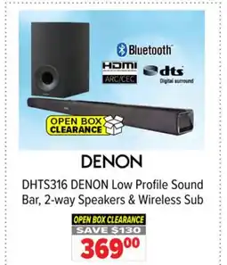 2001 Audio Video DHTS316 DENON Low Profile Sound Bar, 2-way Speakers & Wireless Sub offer