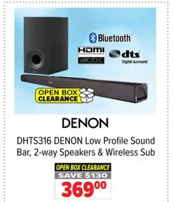 2001 Audio Video DHTS316 DENON Low Profile Sound Bar, 2-way Speakers & Wireless Sub offer