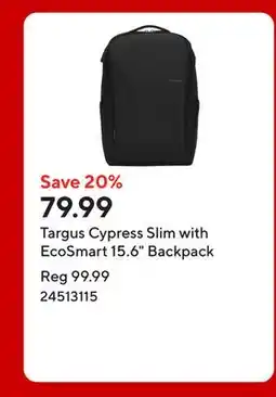 Staples Targus Cypress Slim with EcoSmart 15.6 Backpack offer
