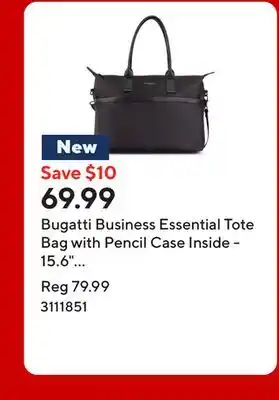 Staples Bugatti Business Essential Tote Bag with Pencil Case Inside - 15.6 - Black offer