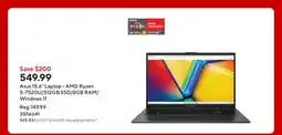 Staples Asus 15.6 Laptop - AMD Ryzen 5-7520U/512GB SSD/8GB RAM/Windows 11 offer