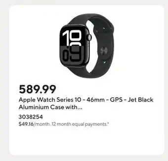 Staples Apple Watch Series 10 - 46mm - GPS - Jet Black Aluminium Case with Black Sport Band offer
