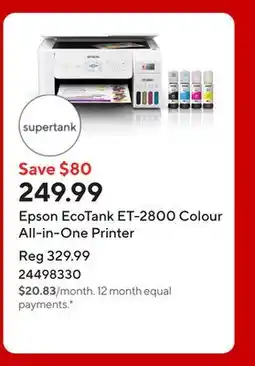 Staples Epson EcoTank ET-2800 Colour All-in-One Printer offer