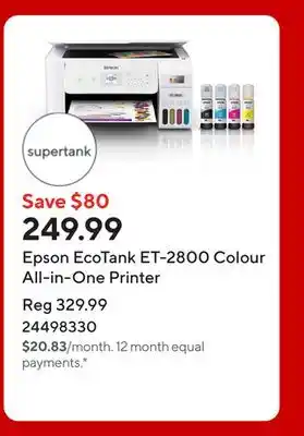 Staples Epson EcoTank ET-2800 Colour All-in-One Printer offer