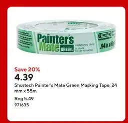 Staples Shurtech Painter's Mate Green Masking Tape, 24 mm x 55m offer