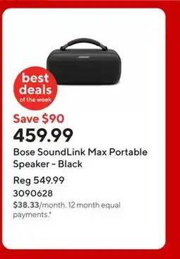 Staples Bose SoundLink Max Portable Speaker - Black offer