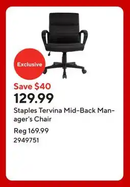 Staples Staples Tervina Mid-Back Manager's Chair offer