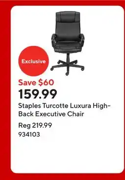 Staples Staples Turcotte Luxura High-Back Executive Chair offer