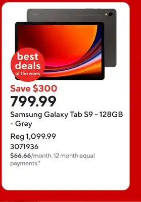 Staples Samsung Galaxy Tab S9 - 128GB - Grey offer