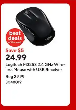 Staples Logitech M325S 2.4 GHz Wireless Mouse with USB Receiver offer