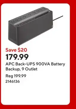 Staples APC Back-UPS 900VA Battery Backup, 9 Outlet offer