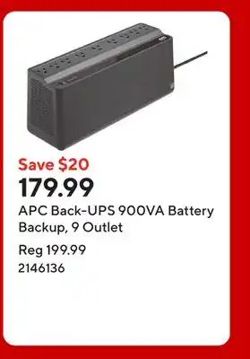Staples APC Back-UPS 900VA Battery Backup, 9 Outlet offer
