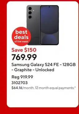 Staples Samsung Galaxy S24 FE - 128GB - Graphite - Unlocked offer