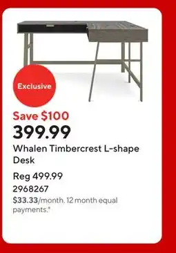 Staples Whalen Timbercrest L-shape Desk offer