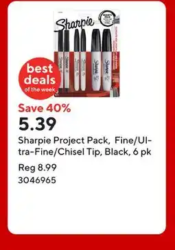 Staples Sharpie Project Pack, Fine/Ultra-Fine/Chisel Tip, Black, 6 pk offer