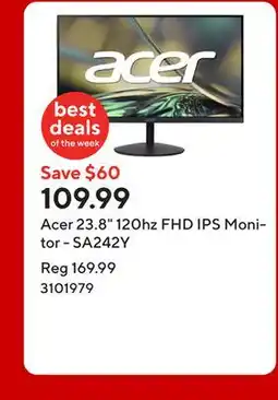 Staples Acer 23.8 120hz FHD IPS Monitor - SA242Y offer