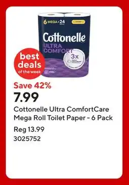 Staples Cottonelle Ultra ComfortCare Mega Roll Toilet Paper - 6 Pack offer