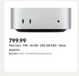Staples Mac mini - M4 - 16 GB - 256 GB SSD - Silver offer
