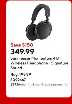 Staples Sennheiser Momentum 4 BT Wireless Headphone - Signature Sound - Adaptive Hybrid ANC - Black offer