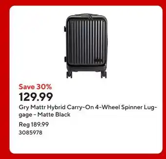 Staples Gry Mattr Hybrid Carry-On 4-Wheel Spinner Luggage - Matte Black offer
