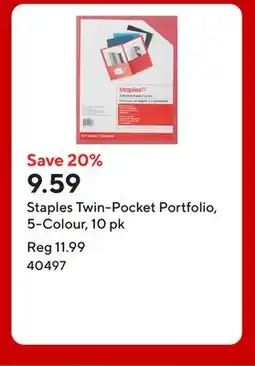 Staples Staples Twin-Pocket Portfolio, 5-Colour, 10 pk offer