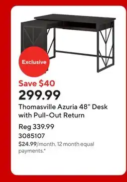 Staples Thomasville Azuria 48 Desk with Pull-Out Return offer