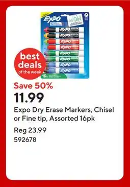 Staples Expo Dry Erase Markers, Chisel or Fine tip, Assorted 16pk offer