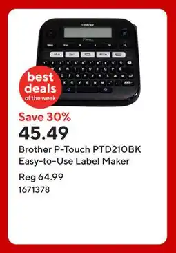 Staples Brother P-Touch PTD210BK Easy-to-Use Label Maker offer