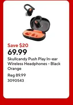 Staples Skullcandy Push Play In-ear Wireless Headphones - Black Orange offer