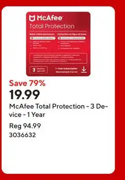 Staples McAfee Total Protection - 3 Device - 1 Year offer