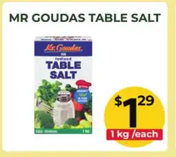Food World Supermarket MR GOUDAS TABLE SALT offer