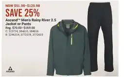 Cabela's Ascend Men's Rainy River 2.5 Jacket or Pants offer