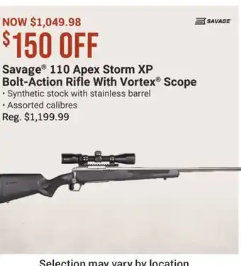Cabela's c 110 Apex Storm XP Bolt-Action Rifle With Vortex Scope offer