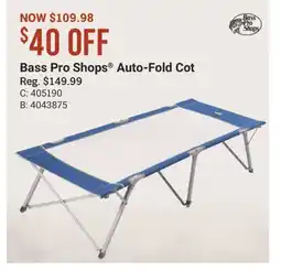 Cabela's Bass Pro Shops Auto-Fold Cot offer