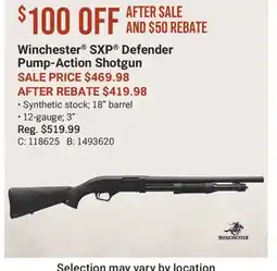 Cabela's Winchester SXP Defender Pump-Action Shotgun offer