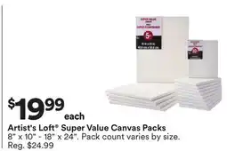 Michaels Artist's Loft Super Value Canvas Packs offer