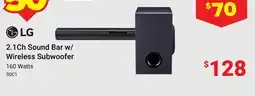 Visions Electronics SQC1 2.1Ch Sound Bar w/Wireless Subwoofer offer