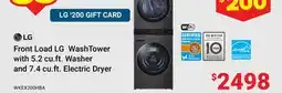 Visions Electronics Front Load LG WashTower with 5.2 cu. ft. Washer and 7.4 cu. ft. Electric Dryer offer