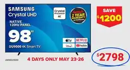 Visions Electronics 4K Smart TV 98 NATIVE 120Hz PANEL offer