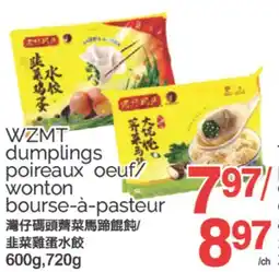 T&T Supermarket WZMT DUMPLINGS POIREAUX OEUF/WONTON BOURSE-À-PASTEUR, 600G, 720G offer