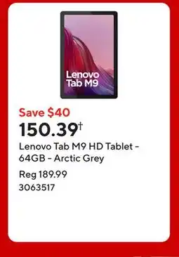 Staples Lenovo Tab M9 HD Tablet - 64GB - Arctic Grey offer