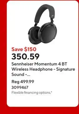 Staples Sennheiser Momentum 4 BT Wireless Headphone - Signature Sound - Adaptive Hybrid ANC - Black offer