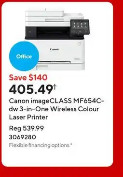 Staples Canon imageCLASS MF654Cdw 3-in-One Wireless Colour Laser Printer offer